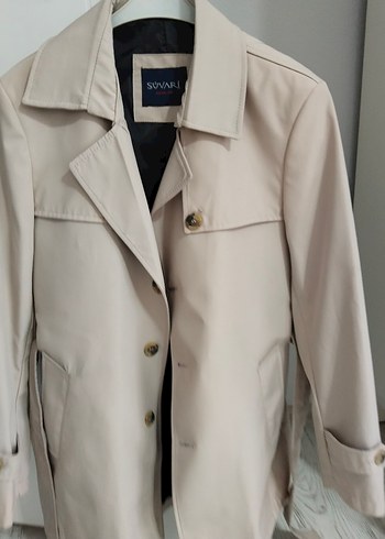 suvari Bej Düğmeli erkek Trençkot - Görsel 2