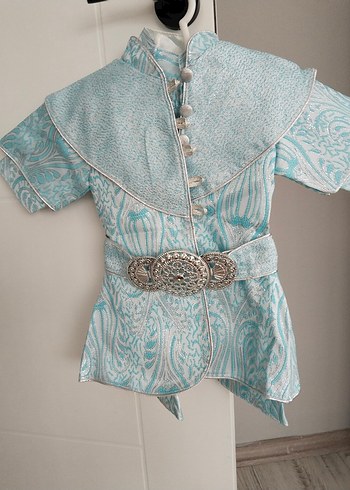 Turkuaz Nakışlı Bohem Çocuk Kostümü - Görsel 6