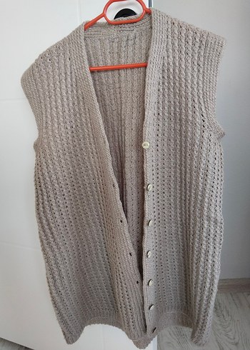 Gri Örgü V Yaka Kadın Yelek - Görsel 4