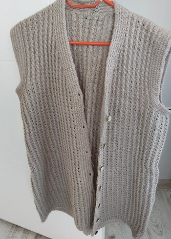 Gri Örgü V Yaka Kadın Yelek - Görsel 3