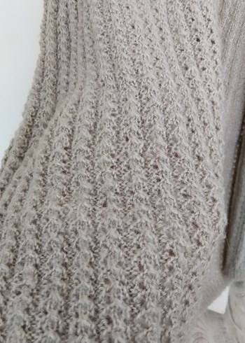 Gri Örgü V Yaka Kadın Yelek - Görsel 6