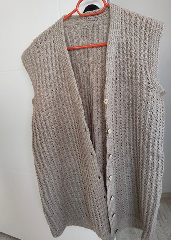 Gri Örgü V Yaka Kadın Yelek - Görsel 5