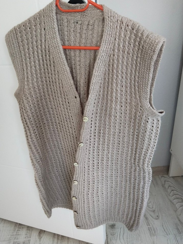 Gri Örgü V Yaka Kadın Yelek - Görsel 2