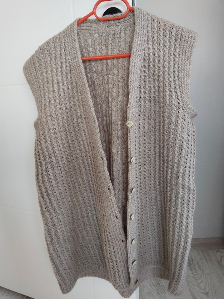 Gri Örgü V Yaka Kadın Yelek - Görsel 4