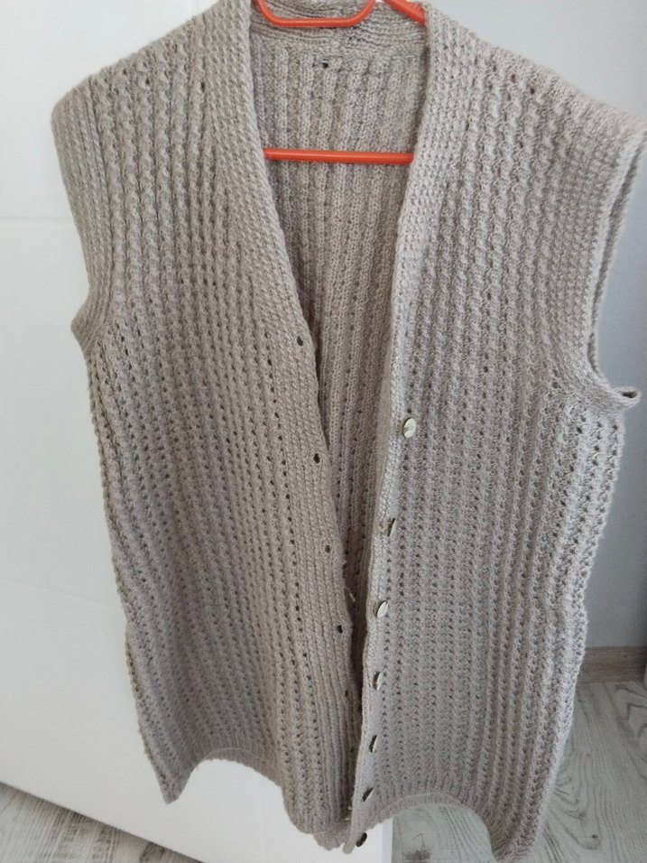 Gri Örgü V Yaka Kadın Yelek - Görsel 3