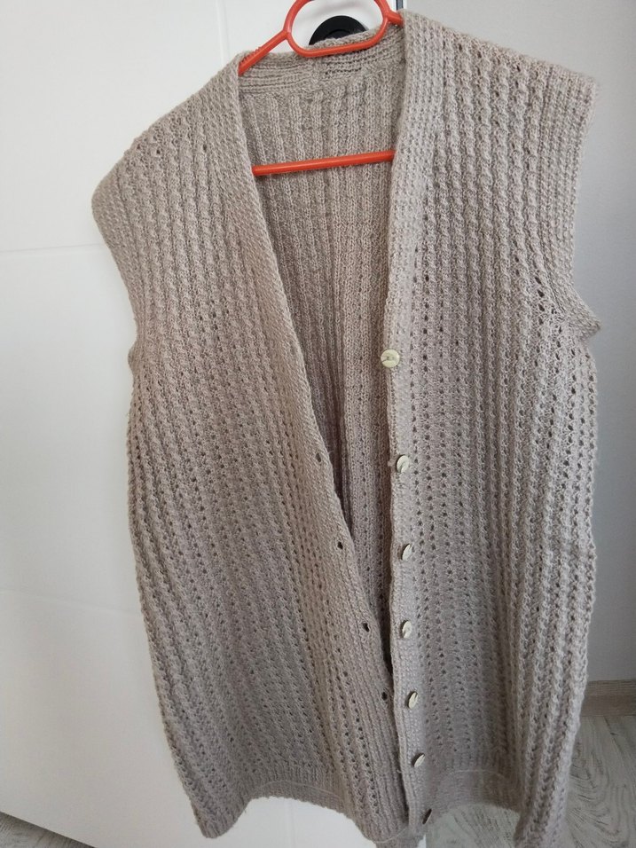 Gri Örgü V Yaka Kadın Yelek - Görsel 5