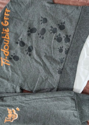 bebek Çocuk Gri Kapüşonsuz Sweatshirt ve Eşofman Takımı - Görsel 3