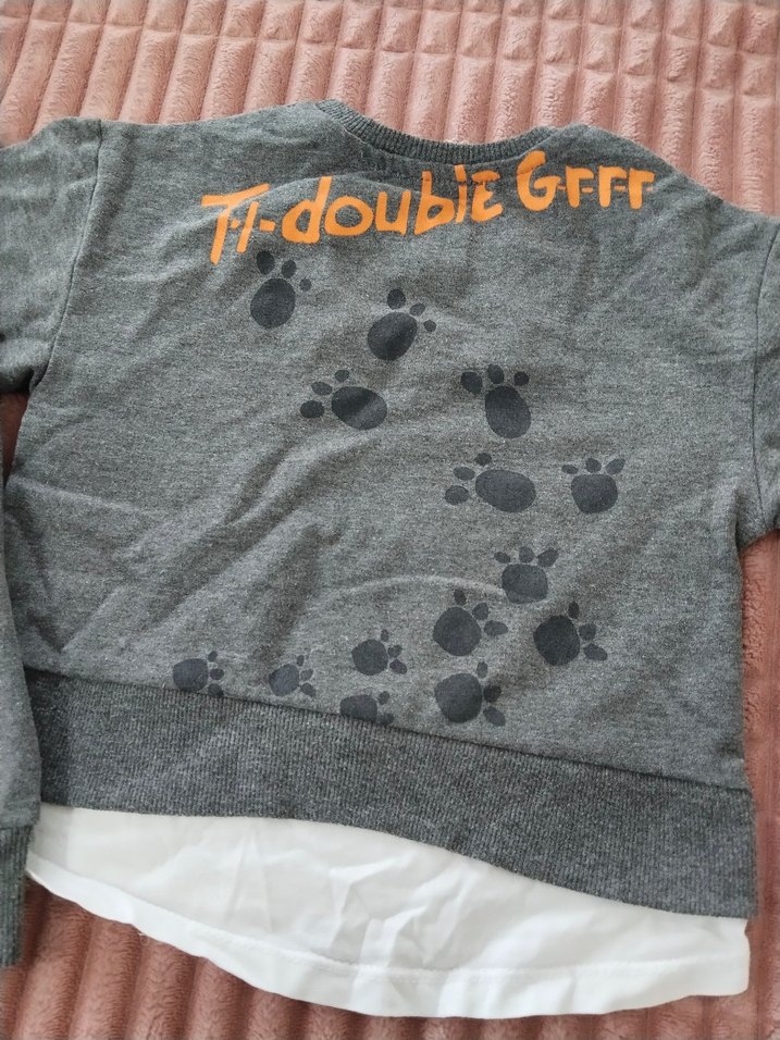 bebek Çocuk Gri Kapüşonsuz Sweatshirt ve Eşofman Takımı - Görsel 2