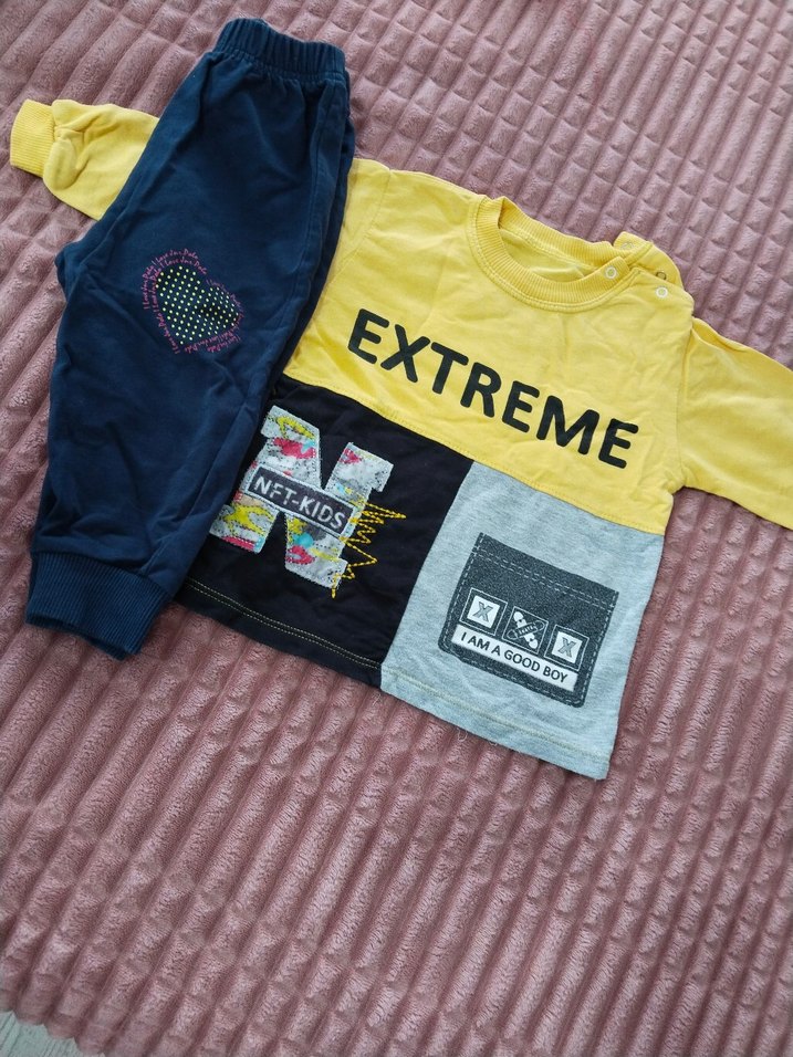 Sarı Baskılı Uzun Kollu Erkek Bebek Takımı - Görsel 2