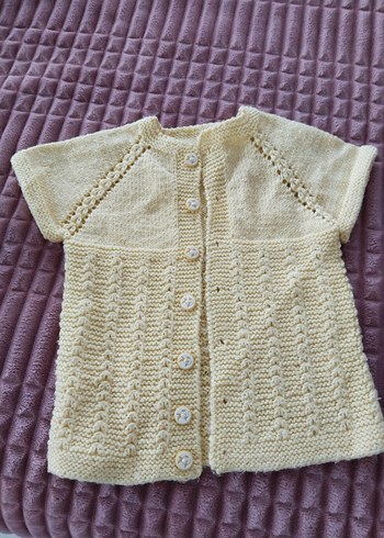 Sarı Örgü Kısa Kollu Hırka - Görsel 2