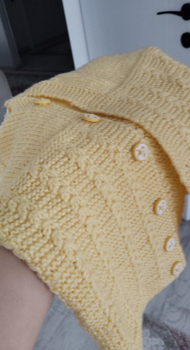 Sarı Örgü Kısa Kollu Hırka - Görsel 3