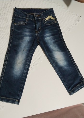 Kız Çocuk Mavi Nakışlı Denim Pantolon - Görsel 4