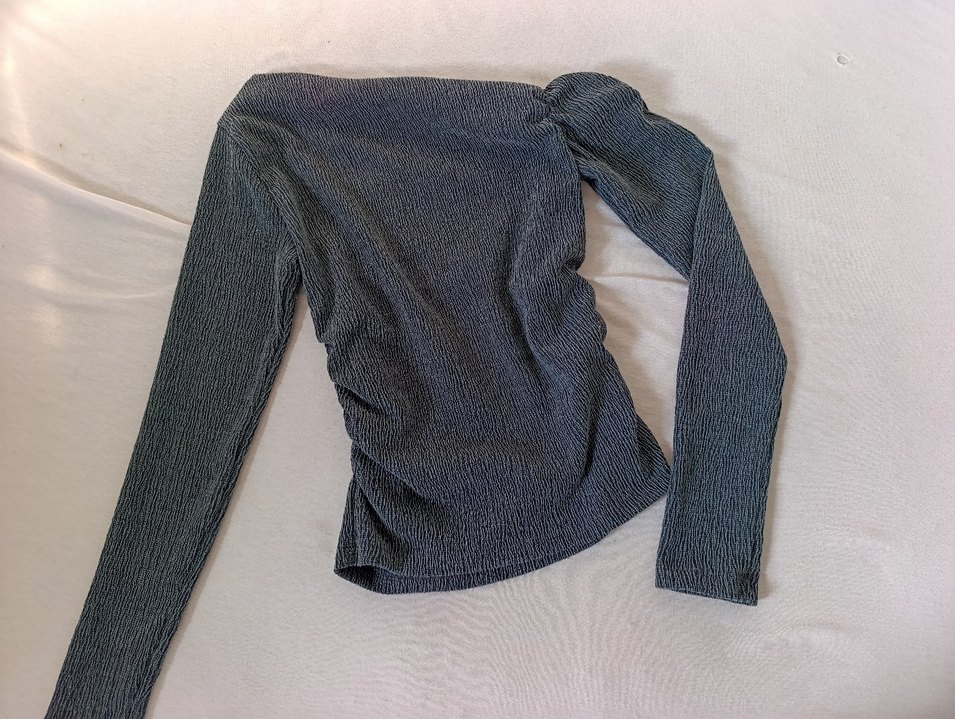 Antrasit Kadin Slim Fit Dar Kesim Tek Omuzlu Bürümcük tişört - Görsel 2