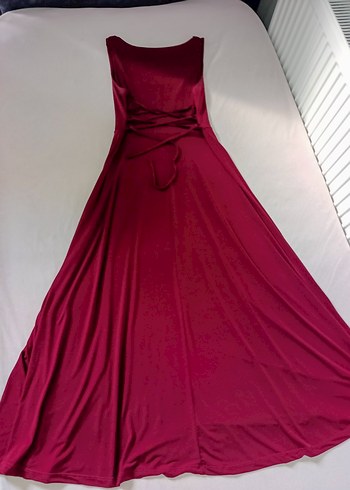 Bordo Uzun Elbise, Kolsuz, Modern Klasik - Görsel 4