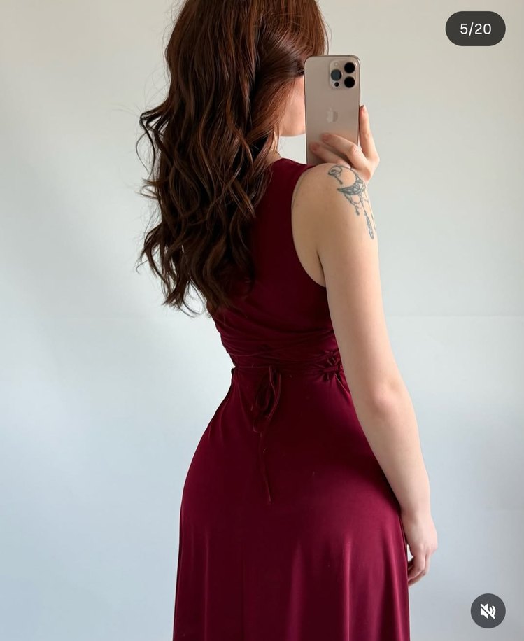 Bordo Uzun Elbise, Kolsuz, Modern Klasik - Görsel 3