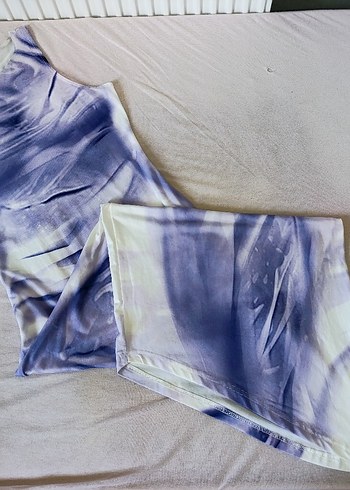 lila Batik Desenli Uzun Kadın Elbise - Görsel 4