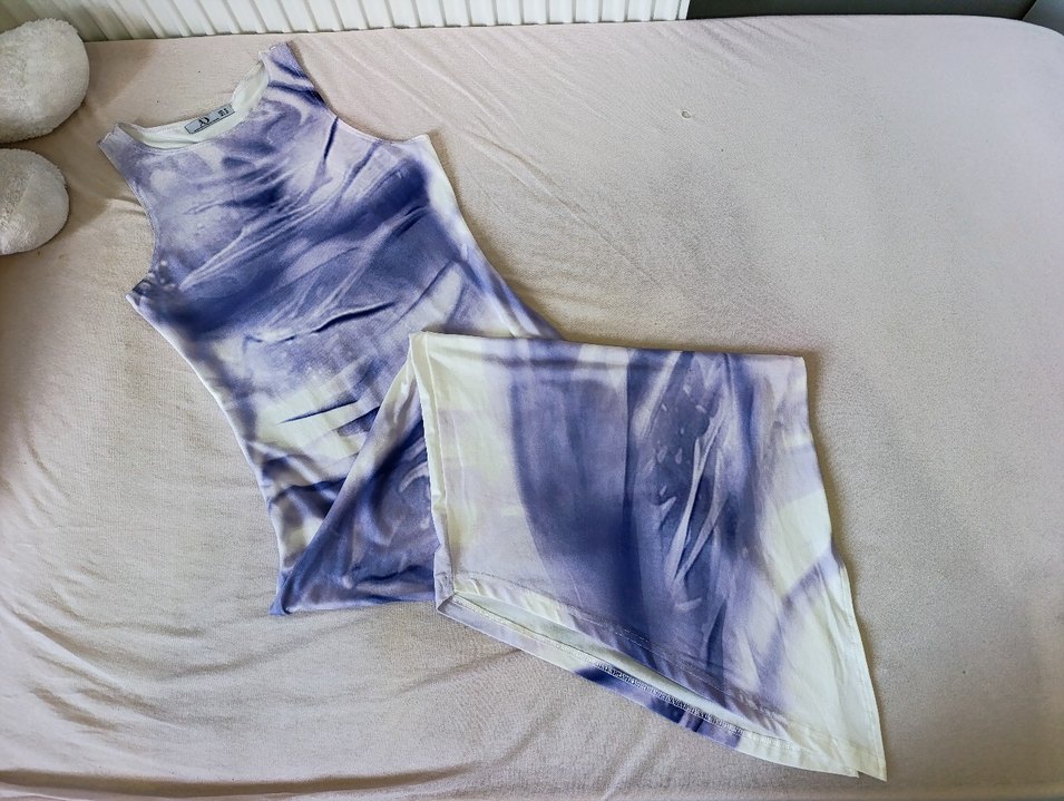 lila Batik Desenli Uzun Kadın Elbise - Görsel 4