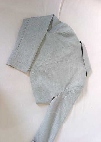 Gri Mini Blazer Kadın Ceket - Görsel 2