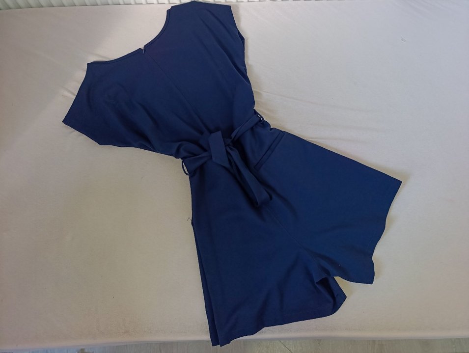 Kadın Kemerli Kısa Tulum - Mavi - Görsel 2