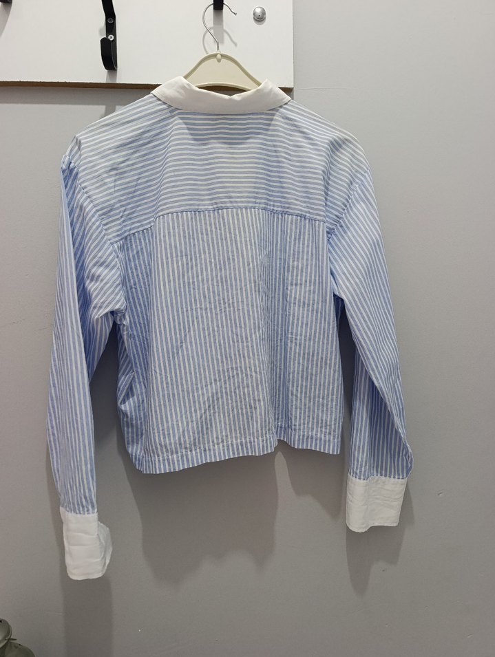 DEFACTO Mavi Çizgili Kadın Gömlek - Görsel 2