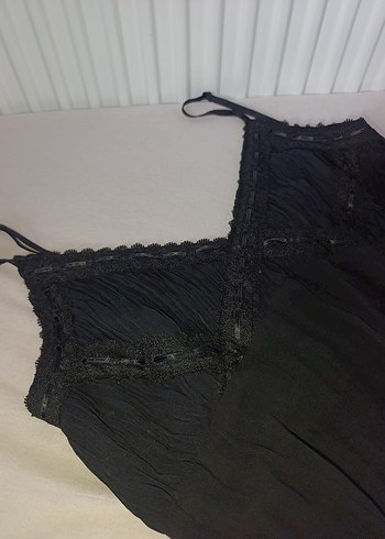 Siyah Tül/Şifon Katmanlı İp Askılı Bohem - Görsel 2