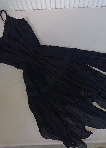 Siyah Tül/Şifon Katmanlı İp Askılı Bohem - Görsel 3