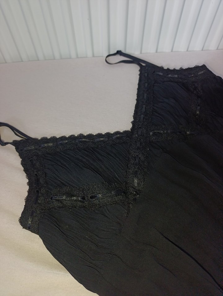 Siyah Tül/Şifon Katmanlı İp Askılı Bohem - Görsel 2