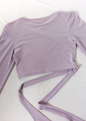 Mor Uzun Kollu Basic Bluz - Görsel 2