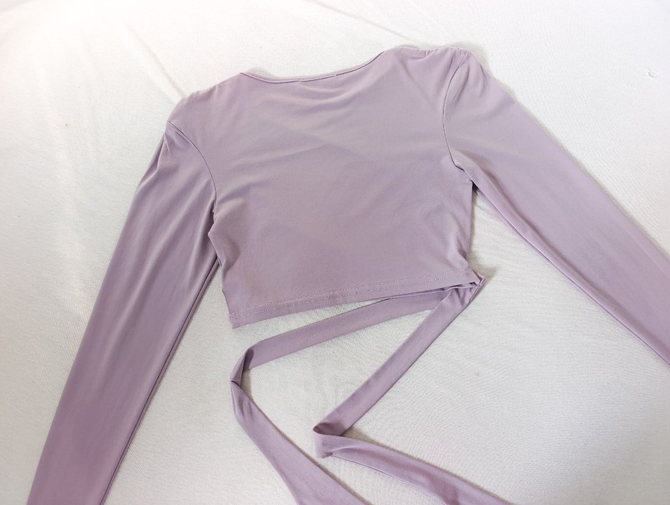 Mor Uzun Kollu Basic Bluz - Görsel 2