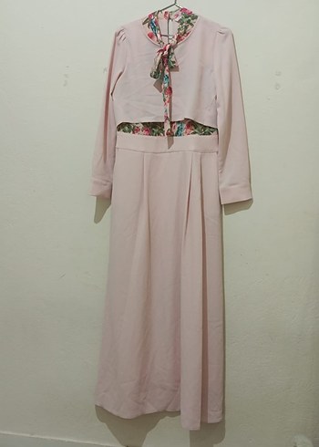 Pembe Uzun Kollu Fırfırlı Kadın Elbise - Görsel 3