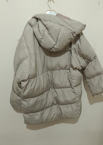 Düğmeli Bej Kadın Kışlık Midi Mont - Görsel 3