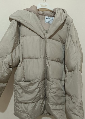 Düğmeli Bej Kadın Kışlık Midi Mont - Görsel 2