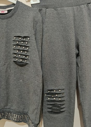 Gri kız çocuk Eşofman Takımı - Görsel 2