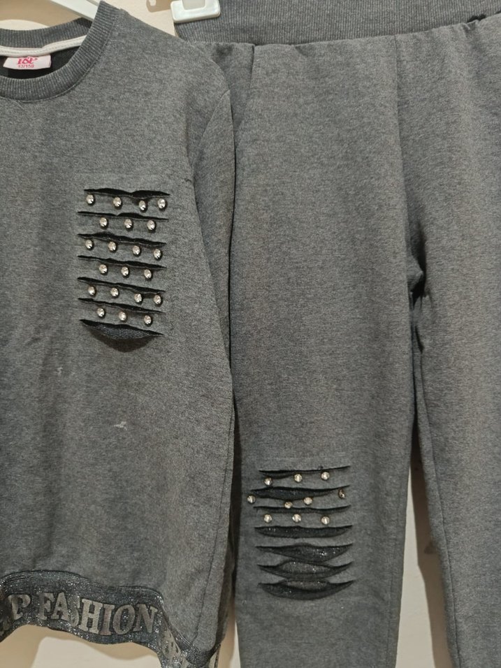 Gri kız çocuk Eşofman Takımı - Görsel 2