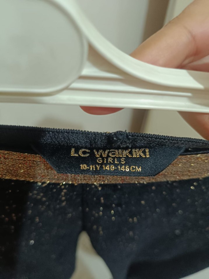 çocuk Siyah Simli Midi Tayt - Görsel 3