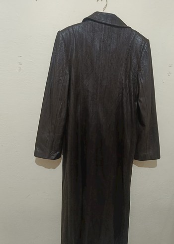 Düğmeli Uzun Kahverengi Deri Kadın Kaban - Görsel 6