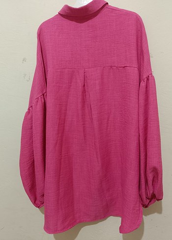 Nakışlı, Düğmeli, Uzun Kollu Pembe Kadın Gömlek - Görsel 3