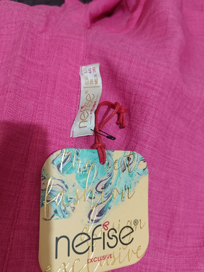 Nakışlı, Düğmeli, Uzun Kollu Pembe Kadın Gömlek - Görsel 4