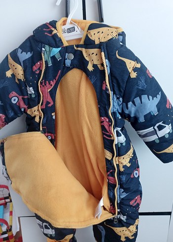 Fermuarlı  Hayvan Baskılı Bebek kar tulumu Hello bebe - Görsel 2