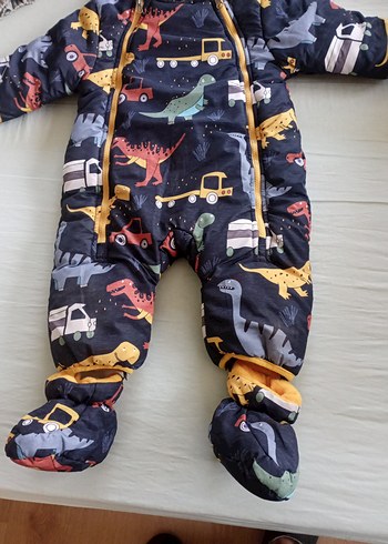 Fermuarlı  Hayvan Baskılı Bebek kar tulumu Hello bebe - Görsel 7