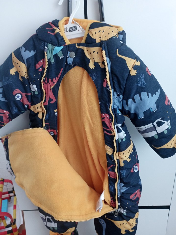 Fermuarlı  Hayvan Baskılı Bebek kar tulumu Hello bebe - Görsel 2