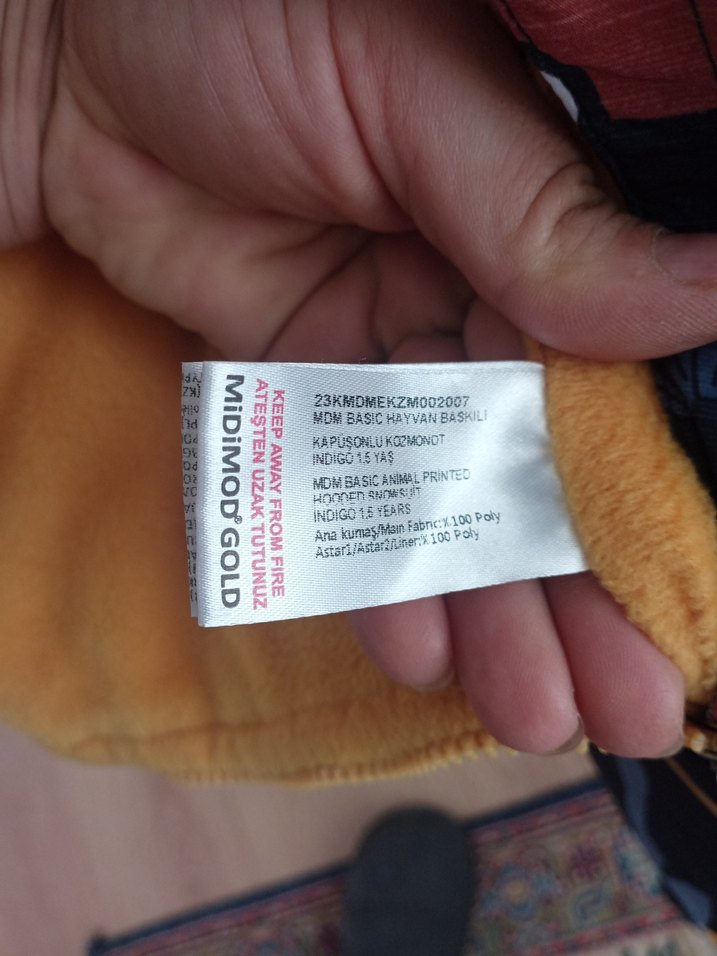 Fermuarlı  Hayvan Baskılı Bebek kar tulumu Hello bebe - Görsel 3