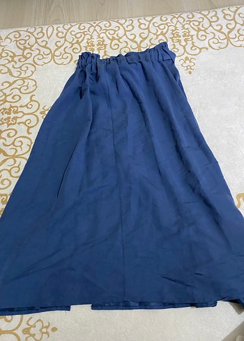 Düğmeli Mavi Uzun Bohem Etek - Görsel 2