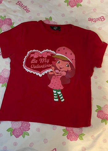 kırmızı çilek kız baskılı vintage crop - Görsel 2