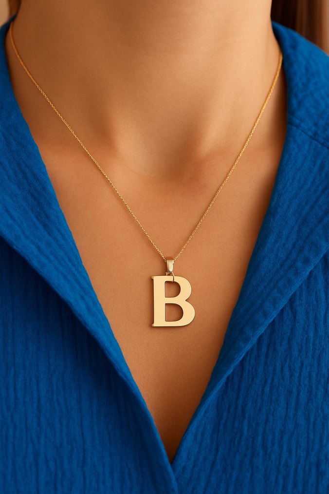 14K Altın Harf Kolyeler - Görsel 5