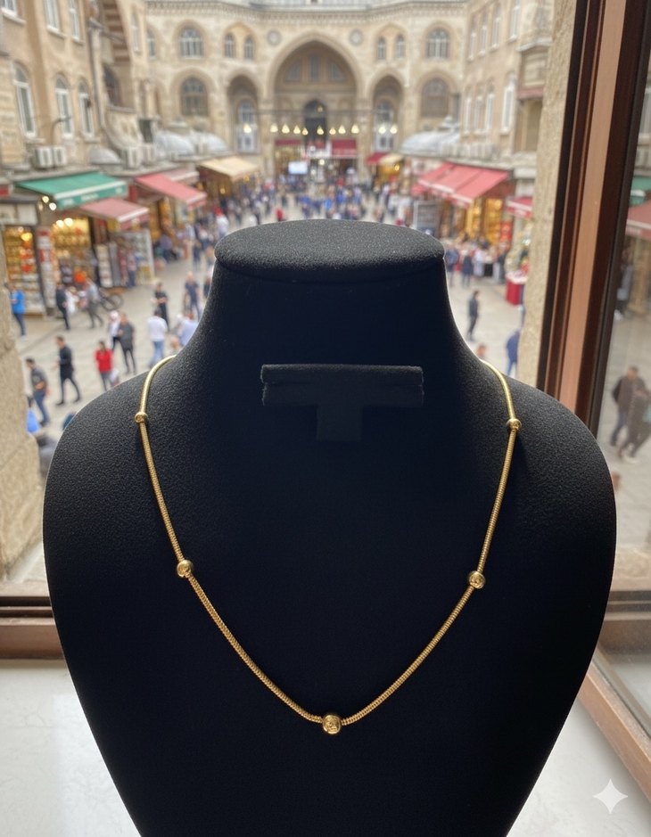 14K Altın Dorika Balık Sırtı Kolye - Görsel 2