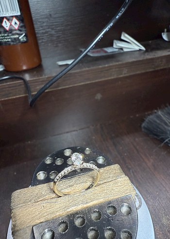 14K Altın Oval Tektaş Yüzük - Görsel 3