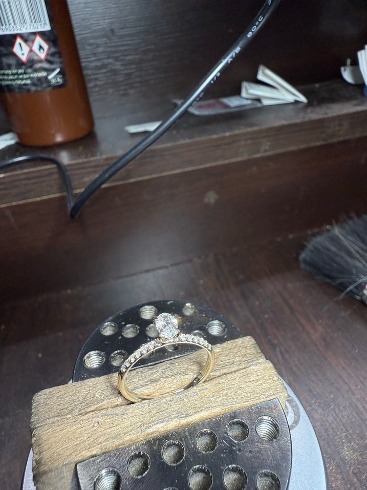 14K Altın Oval Tektaş Yüzük - Görsel 3