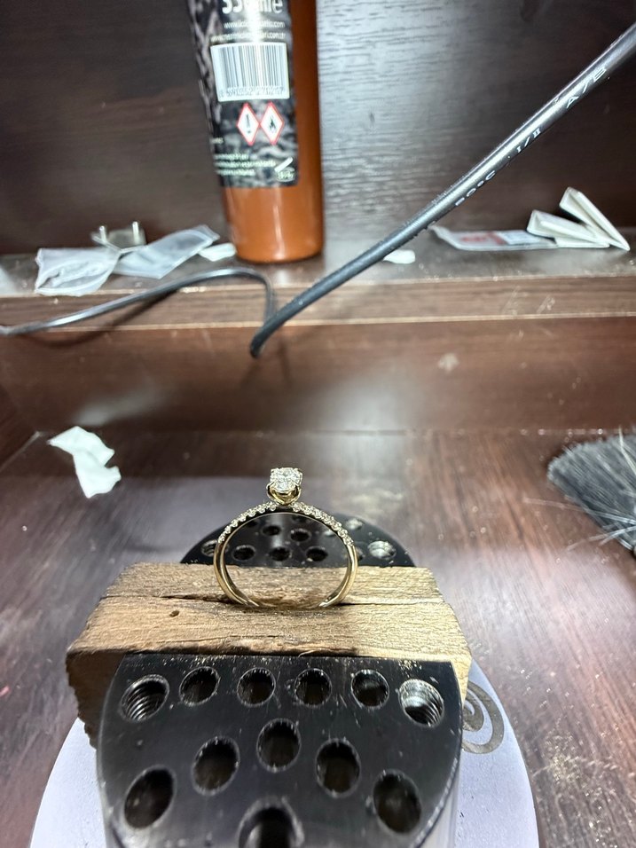 14K Altın Oval Tektaş Yüzük - Görsel 2