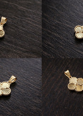 14K Altın Yonca Kolye Ucu - Görsel 2